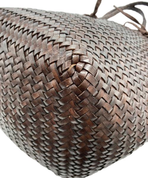 SAINT CHRISTOPHER（セント クリストファー）SAINT CHRISTOPHER (セント クリストファー) レザー編み込みハンドバッグ ブラウンの古着・服飾アイテム