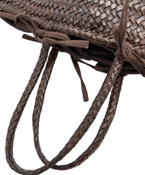 SAINT CHRISTOPHER（セント クリストファー）SAINT CHRISTOPHER (セント クリストファー) レザー編み込みハンドバッグ ブラウンの古着・服飾アイテム