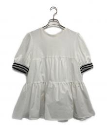 DANSKIN（ダンスキン）の古着「BORDERS at BALCONY TIERED TOP」｜ホワイト