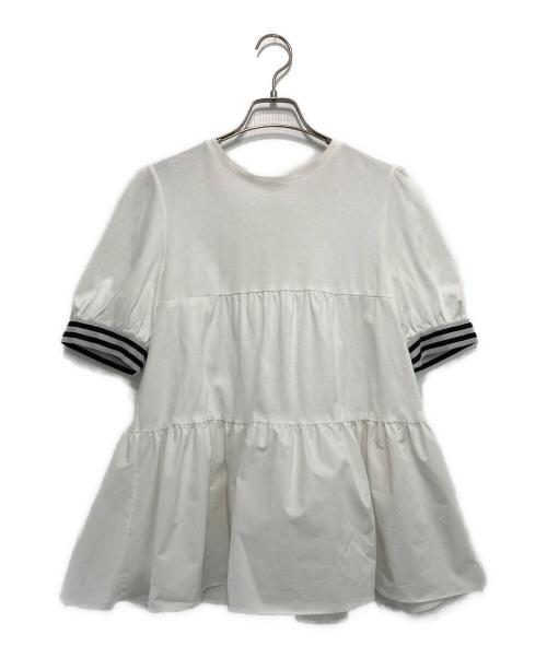 DANSKIN（ダンスキン）DANSKIN (ダンスキン) BORDERS at BALCONY TIERED TOP ホワイト サイズ:36-DAの古着・服飾アイテム