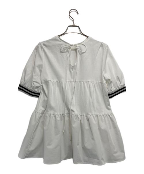 DANSKIN（ダンスキン）DANSKIN (ダンスキン) BORDERS at BALCONY TIERED TOP ホワイト サイズ:36-DAの古着・服飾アイテム