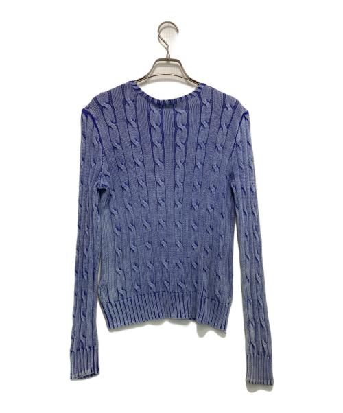 POLO RALPH LAUREN（ポロ・ラルフローレン）POLO RALPH LAUREN (ポロ・ラルフローレン) ウォッシュ加工ケーブルニット ブルー サイズ:M（165/92A）の古着・服飾アイテム