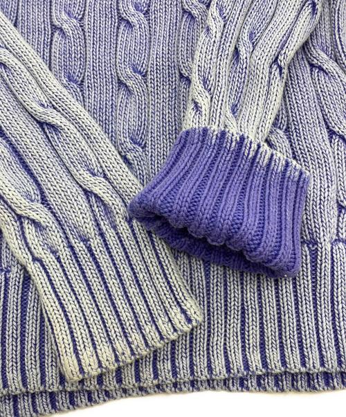 POLO RALPH LAUREN（ポロ・ラルフローレン）POLO RALPH LAUREN (ポロ・ラルフローレン) ウォッシュ加工ケーブルニット ブルー サイズ:M（165/92A）の古着・服飾アイテム