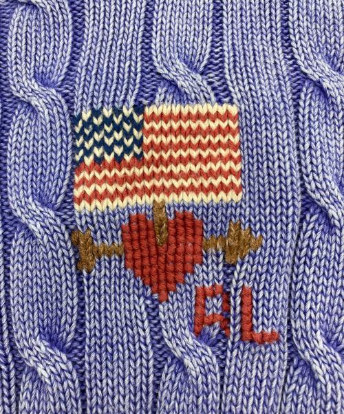 POLO RALPH LAUREN（ポロ・ラルフローレン）POLO RALPH LAUREN (ポロ・ラルフローレン) ウォッシュ加工ケーブルニット ブルー サイズ:M（165/92A）の古着・服飾アイテム