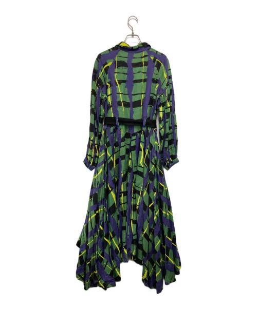 hazama（ハザマ）hazama (ハザマ) 正義か悪か、歪に駆けるチェックのワンピース ブルー×グリーン サイズ:-の古着・服飾アイテム