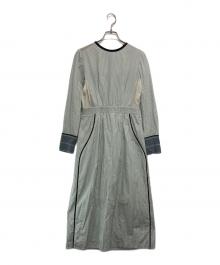 AKANE UTSUNOMIYA（アカネウツノミヤ）の古着「切替ストライプワンピース」｜ホワイト×グリーン