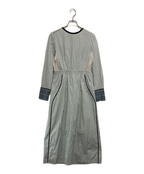 AKANE UTSUNOMIYA（アカネウツノミヤ）AKANE UTSUNOMIYA (アカネウツノミヤ) 切替ストライプワンピース ホワイト×グリーン サイズ:36の古着・服飾アイテム
