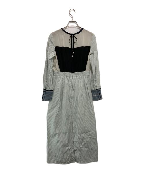 AKANE UTSUNOMIYA（アカネウツノミヤ）AKANE UTSUNOMIYA (アカネウツノミヤ) 切替ストライプワンピース ホワイト×グリーン サイズ:36の古着・服飾アイテム