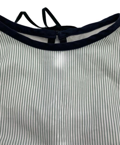 AKANE UTSUNOMIYA（アカネウツノミヤ）AKANE UTSUNOMIYA (アカネウツノミヤ) 切替ストライプワンピース ホワイト×グリーン サイズ:36の古着・服飾アイテム