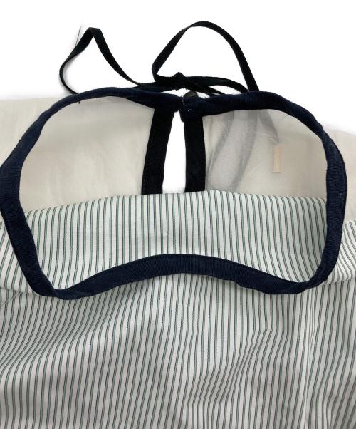 AKANE UTSUNOMIYA（アカネウツノミヤ）AKANE UTSUNOMIYA (アカネウツノミヤ) 切替ストライプワンピース ホワイト×グリーン サイズ:36の古着・服飾アイテム