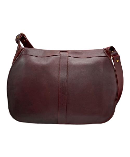 Cartier（カルティエ）Cartier (カルティエ) レザーフラップショルダーバッグ ボルドーの古着・服飾アイテム