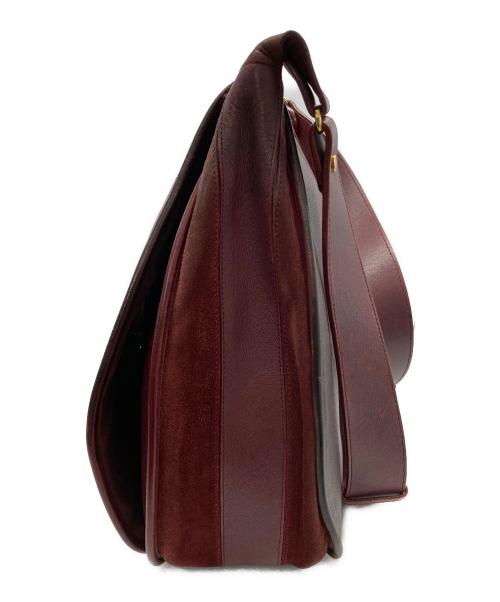 Cartier（カルティエ）Cartier (カルティエ) レザーフラップショルダーバッグ ボルドーの古着・服飾アイテム