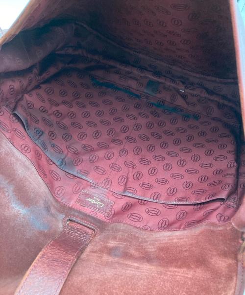 Cartier（カルティエ）Cartier (カルティエ) レザーフラップショルダーバッグ ボルドーの古着・服飾アイテム