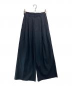 Graphpaperグラフペーパー）の古着「Wooly Cotton Twill Two Tuck Wide Pants」｜ネイビー