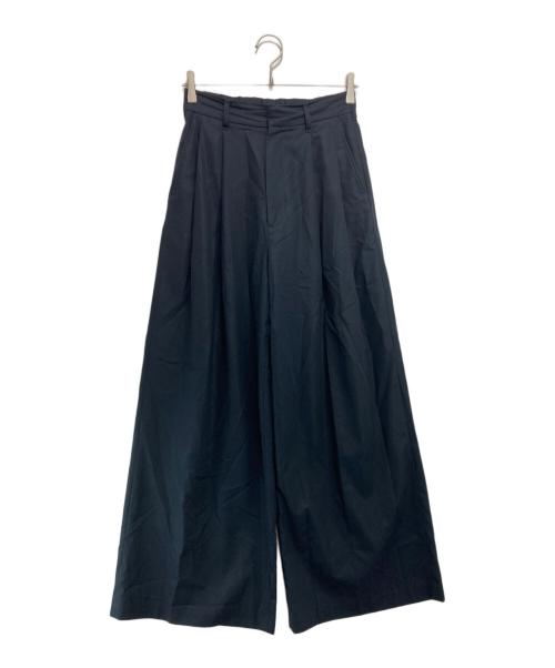Graphpaper（グラフペーパー）Graphpaper (グラフペーパー) Wooly Cotton Twill Two Tuck Wide Pants ネイビーの古着・服飾アイテム