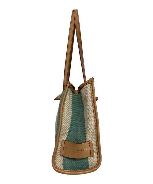 GIANNI CHIARINI（ジャンニ キアリーニ）GIANNI CHIARINI (ジャンニ キアリーニ) ストライプ MARCELLA MEDIUM トートバッグ ベージュ×グリーンの古着・服飾アイテム