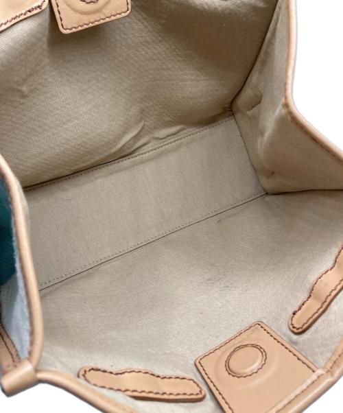 GIANNI CHIARINI（ジャンニ キアリーニ）GIANNI CHIARINI (ジャンニ キアリーニ) ストライプ MARCELLA MEDIUM トートバッグ ベージュ×グリーンの古着・服飾アイテム