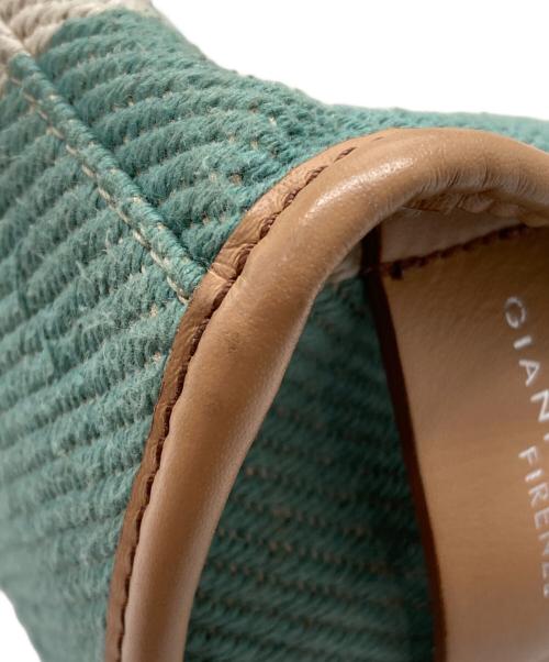 GIANNI CHIARINI（ジャンニ キアリーニ）GIANNI CHIARINI (ジャンニ キアリーニ) ストライプ MARCELLA MEDIUM トートバッグ ベージュ×グリーンの古着・服飾アイテム