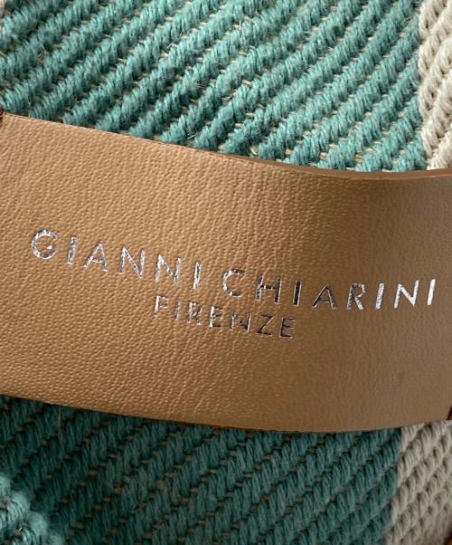 GIANNI CHIARINI（ジャンニ キアリーニ）GIANNI CHIARINI (ジャンニ キアリーニ) ストライプ MARCELLA MEDIUM トートバッグ ベージュ×グリーンの古着・服飾アイテム