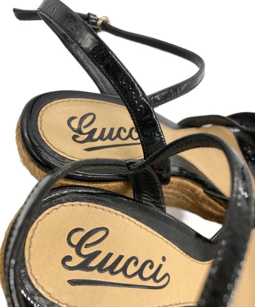 GUCCI（グッチ）GUCCI (グッチ) GG柄 ウェッジソールサンダル ブラック サイズ:36 1/2の古着・服飾アイテム