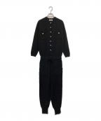 MADISON BLUEマディソンブルー）の古着「パールボタンジャンプスーツ オールインワン」｜ブラック