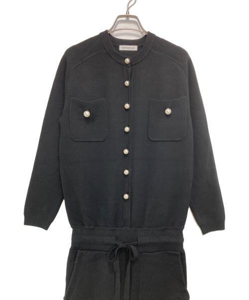 MADISON BLUE（マディソンブルー）MADISON BLUE (マディソンブルー) パールボタンジャンプスーツ オールインワン ブラック サイズ:01（S）の古着・服飾アイテム