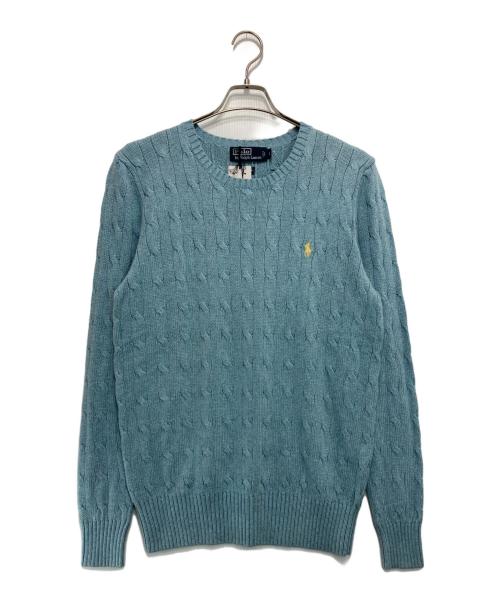 POLO RALPH LAUREN（ポロ・ラルフローレン）POLO RALPH LAUREN (ポロ・ラルフローレン) シルクケーブルニット スカイブルー サイズ:L 未使用品の古着・服飾アイテム