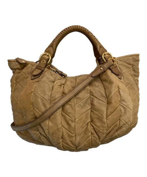 MIU MIU（ミュウミュウ）MIU MIU (ミュウミュウ) レザーキルティングショルダーバッグ ブラウンの古着・服飾アイテム