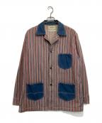WAREHOUSEウエアハウス）の古着「ストライプカバーオール」｜レッド×ブルー