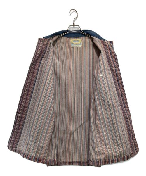 WAREHOUSE（ウエアハウス）WAREHOUSE (ウエアハウス) ストライプカバーオール レッド×ブルー サイズ:40の古着・服飾アイテム