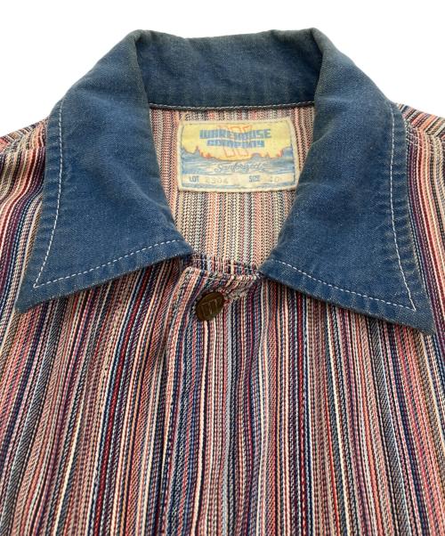 WAREHOUSE（ウエアハウス）WAREHOUSE (ウエアハウス) ストライプカバーオール レッド×ブルー サイズ:40の古着・服飾アイテム