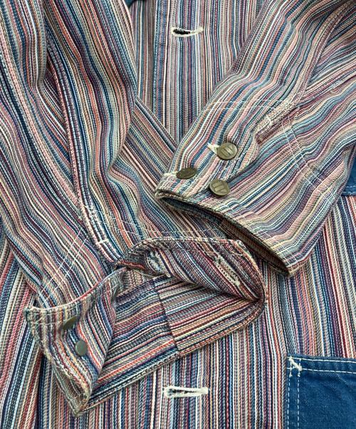 WAREHOUSE（ウエアハウス）WAREHOUSE (ウエアハウス) ストライプカバーオール レッド×ブルー サイズ:40の古着・服飾アイテム