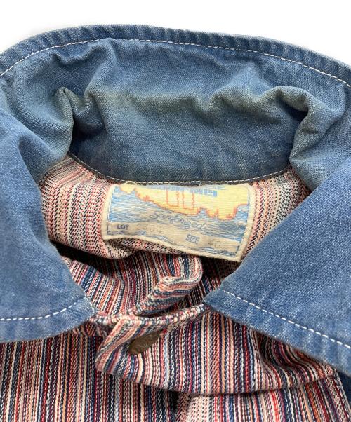 WAREHOUSE（ウエアハウス）WAREHOUSE (ウエアハウス) ストライプカバーオール レッド×ブルー サイズ:40の古着・服飾アイテム