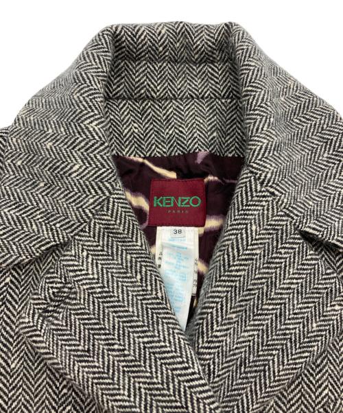 KENZO（ケンゾー）KENZO (ケンゾー) アンゴラ混ヘリンボーンウールコート グレー サイズ:38の古着・服飾アイテム