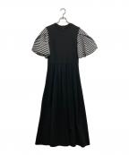 BORDERS at BALCONYボーダーズアットバルコニー）の古着「PUFF SLEEVE TEE DRESS」｜ブラック