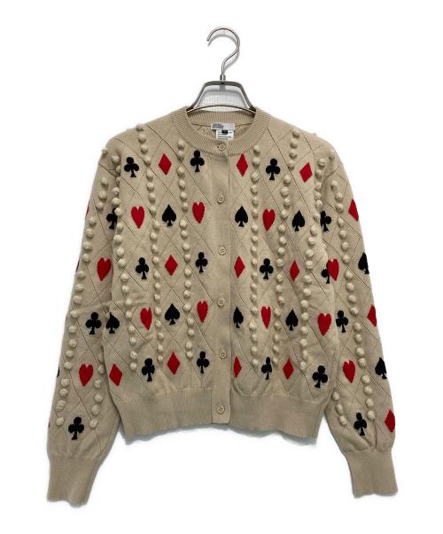 DOUBLE STANDARD（ダブルスタンダード）DOUBLE STANDARD (ダブルスタンダード) Snowyトランプ柄インターシャジャガードカーディガン ベージュ サイズ:36の古着・服飾アイテム