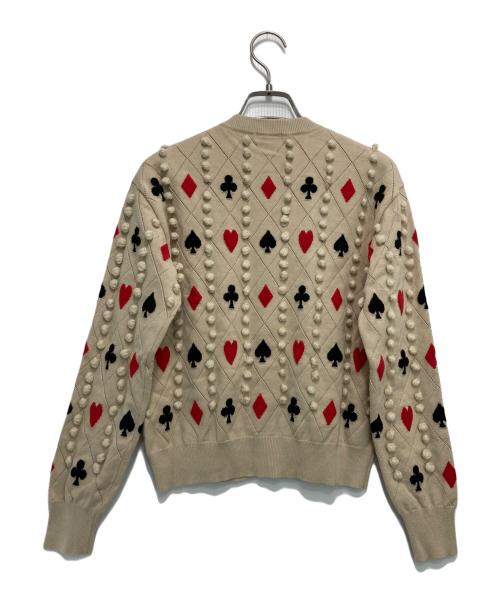DOUBLE STANDARD（ダブルスタンダード）DOUBLE STANDARD (ダブルスタンダード) Snowyトランプ柄インターシャジャガードカーディガン ベージュ サイズ:36の古着・服飾アイテム