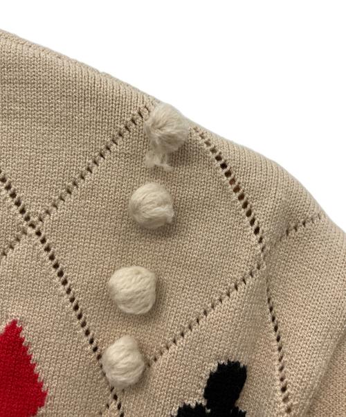 DOUBLE STANDARD（ダブルスタンダード）DOUBLE STANDARD (ダブルスタンダード) Snowyトランプ柄インターシャジャガードカーディガン ベージュ サイズ:36の古着・服飾アイテム