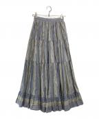 DOUBLE STANDARDダブルスタンダード）の古着「ケーブルストライプフレアスカート」｜スカイブルー