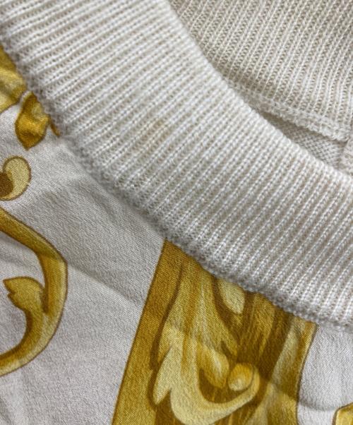 Salvatore Ferragamo（サルヴァトーレ フェラガモ）Salvatore Ferragamo (サルヴァトーレ フェラガモ) ［古着］シルク切替半袖ニット ベージュ サイズ:Mの古着・服飾アイテム