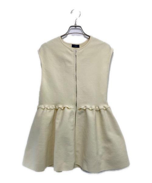 SHIPS（シップス）SHIPS (シップス) フロント ジップ フリル デザイン ペプラム ジレ アイボリー サイズ:one-sizeの古着・服飾アイテム