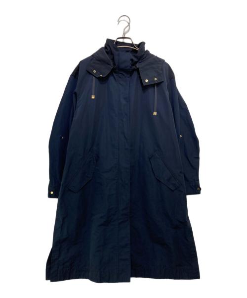 自由区（ジユウク）自由区 (ジユウク) ライトメモリータフタ ロングコート ネイビー サイズ:38の古着・服飾アイテム