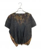 ISSEY MIYAKEイッセイミヤケ）の古着「07SS Pleated Print Sleeveless Cut and Sewn」｜ブラウン