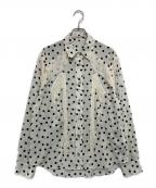 Lois CRAYONロイスクレヨン）の古着「ドット柄フリンジブラウス」｜ホワイト