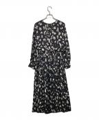 ANAYIアナイ）の古着「シャドーフラワープリントプリーツワンピース」｜ネイビー