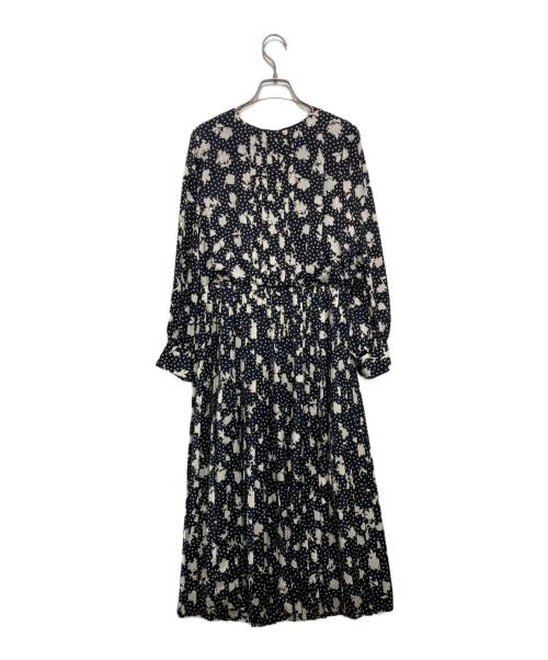 ANAYI（アナイ）ANAYI (アナイ) シャドーフラワープリントプリーツワンピース ネイビー サイズ:38の古着・服飾アイテム