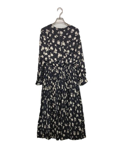 ANAYI（アナイ）ANAYI (アナイ) シャドーフラワープリントプリーツワンピース ネイビー サイズ:38の古着・服飾アイテム