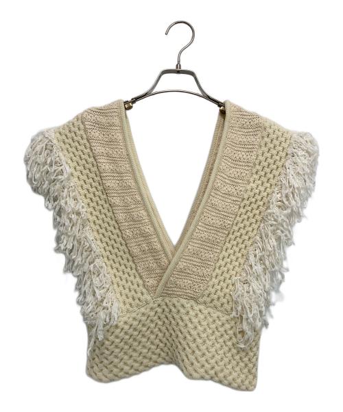 LEINWANDE（ラインヴァンド）LEINWANDE (ラインヴァンド) Patchwork Fringe Top ベージュ サイズ:FREEの古着・服飾アイテム