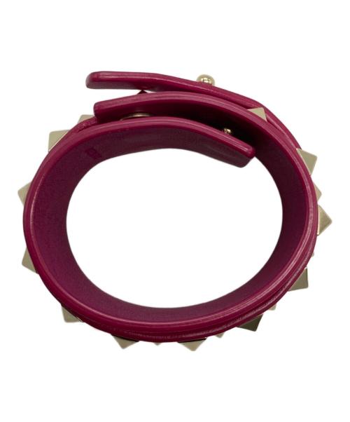 VALENTINO GARAVANI（ヴァレンティノ・ガラヴァーニ）VALENTINO GARAVANI (ヴァレンティノ・ガラヴァーニ) ロックスタッズレザーブレスレッド ピンクの古着・服飾アイテム