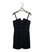 ARMANI EXCHANGEアルマーニ エクスチェンジ）の古着「フロントボタン スリーブレスベルテッドドレス」｜ブラック